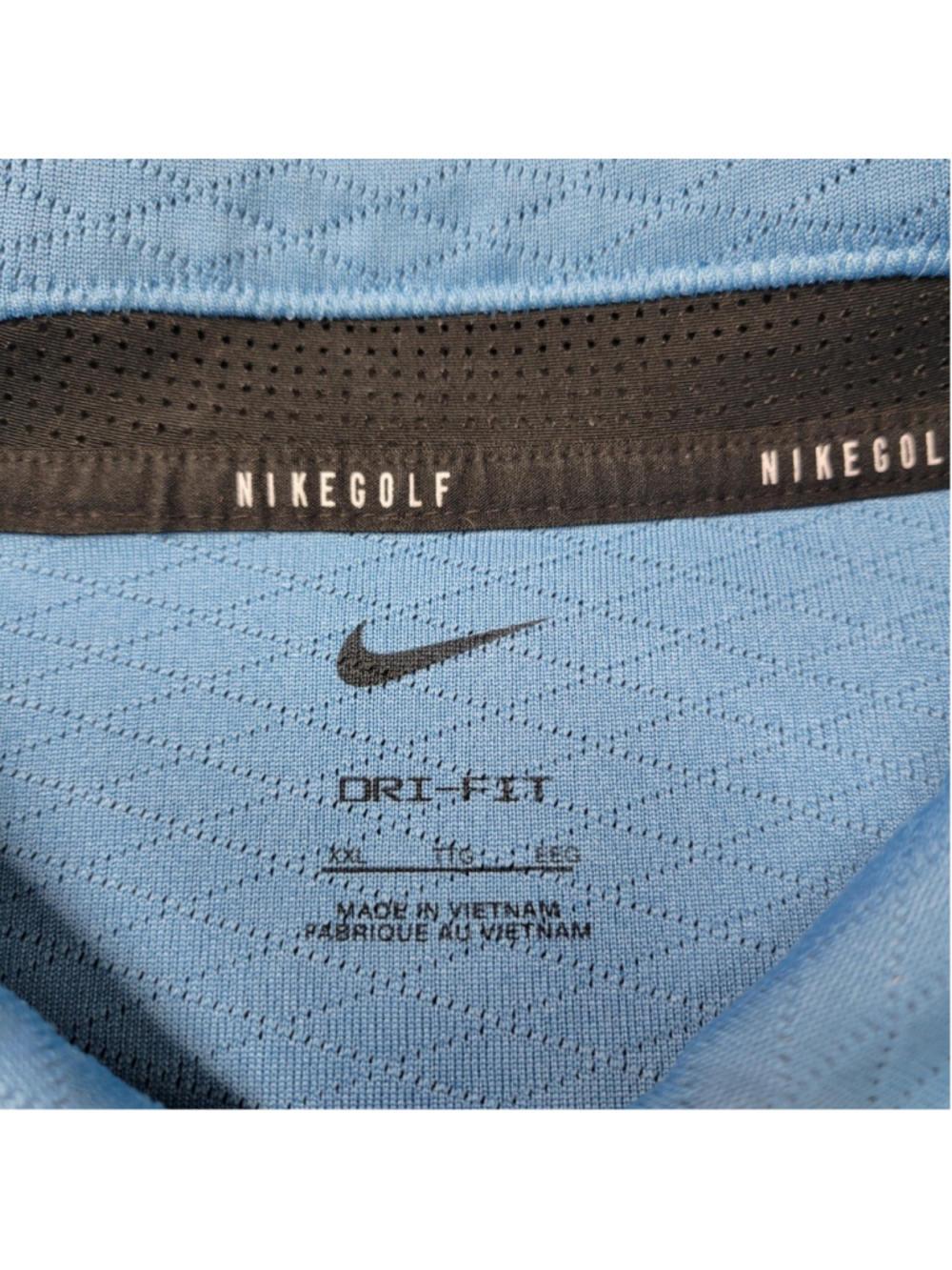 Nike Golf Polo Shirt MEn Size 2XL Blue Rubber Swoosh Logo Short Sleeve Dri-Fit - Picture 3 of 9